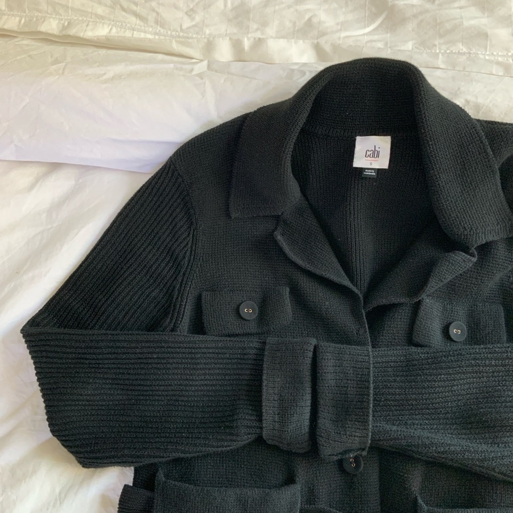 CAbi 6174 JACKIE CARDI Black Tie-Waist Cardigan